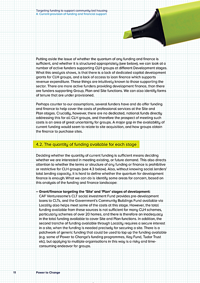 Targeting funding to support community-led housing 4. Current provision of funding and financial support