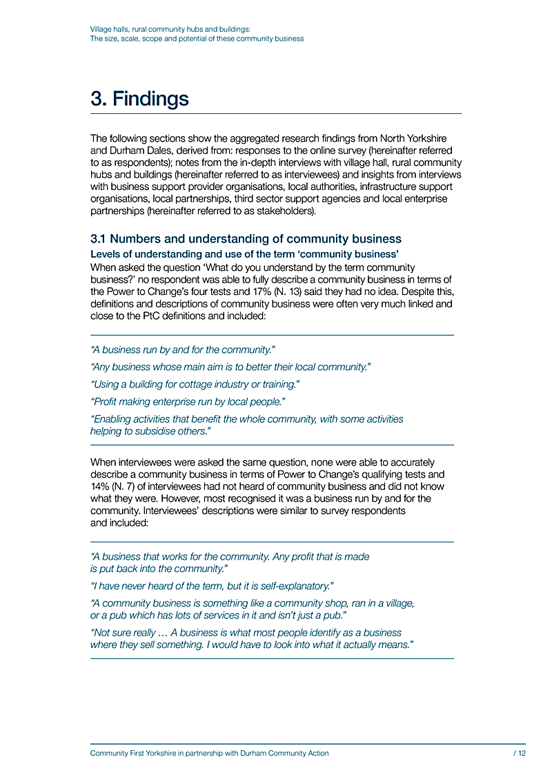 Village halls, rural community hubs and buildings: The size, scale, scope and potential of these community business
