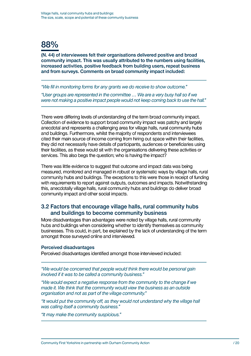 Village halls, rural community hubs and buildings: The size, scale, scope and potential of these community business