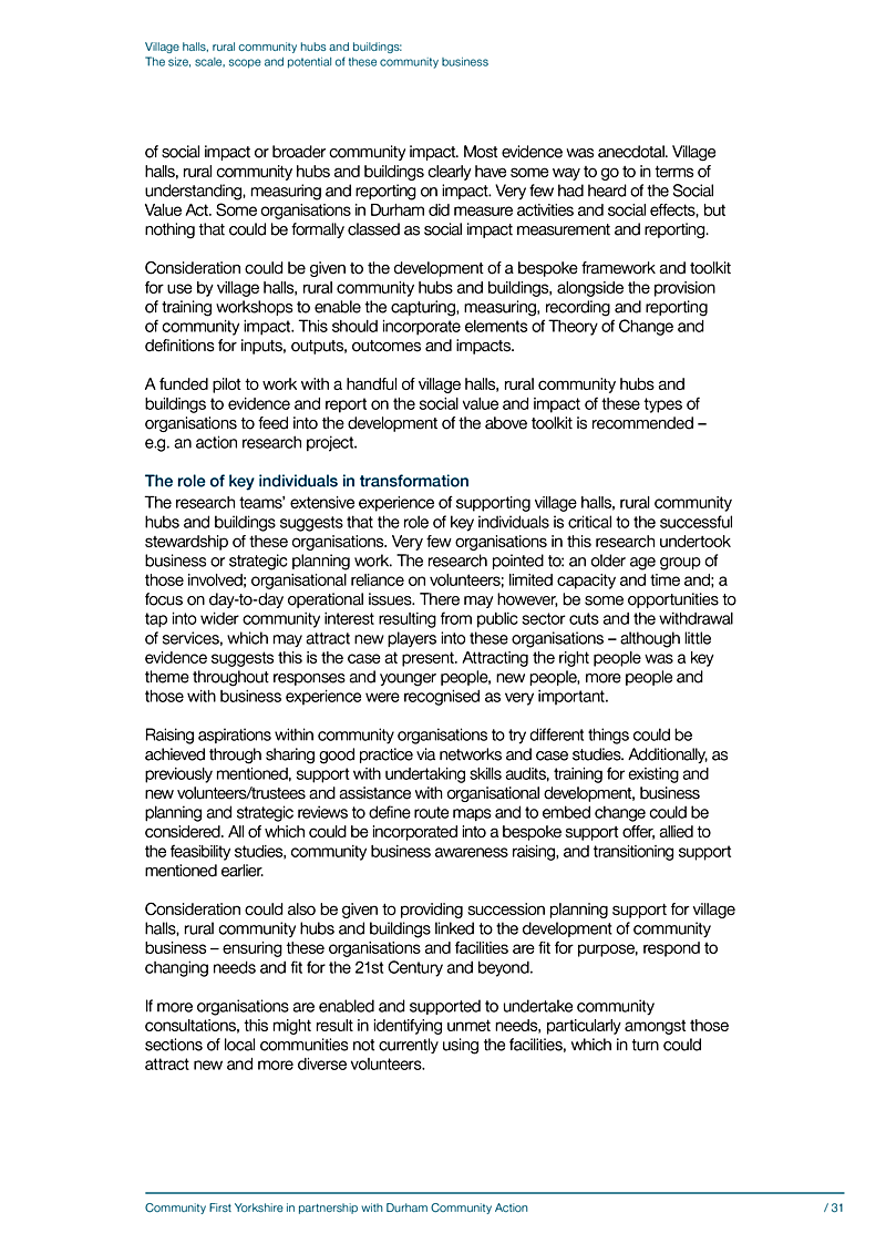 Village halls, rural community hubs and buildings: The size, scale, scope and potential of these community business