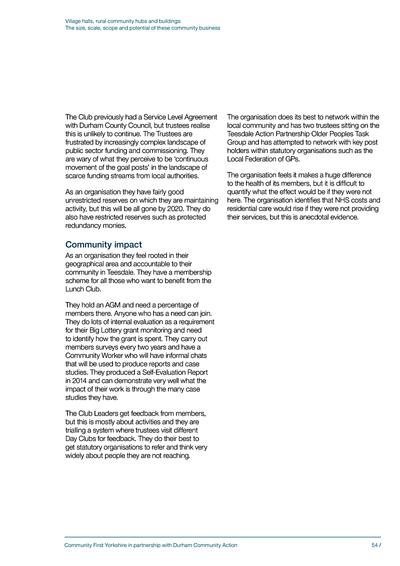 Village halls, rural community hubs and buildings: The size, scale, scope and potential of these community business