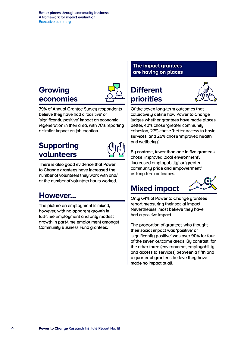 Better places through community business: A framework for impact evaluation Executive summary