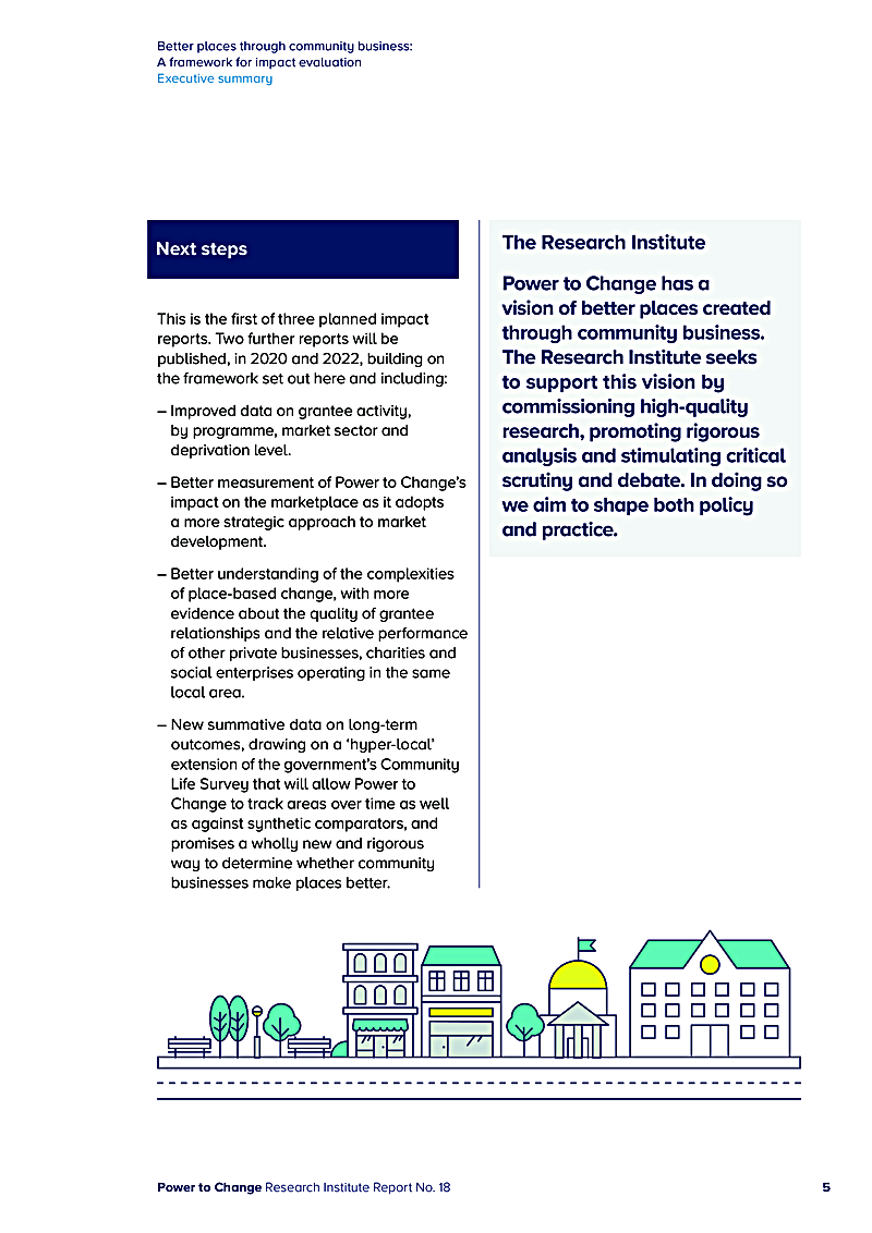Better places through community business: A framework for impact evaluation Executive summary