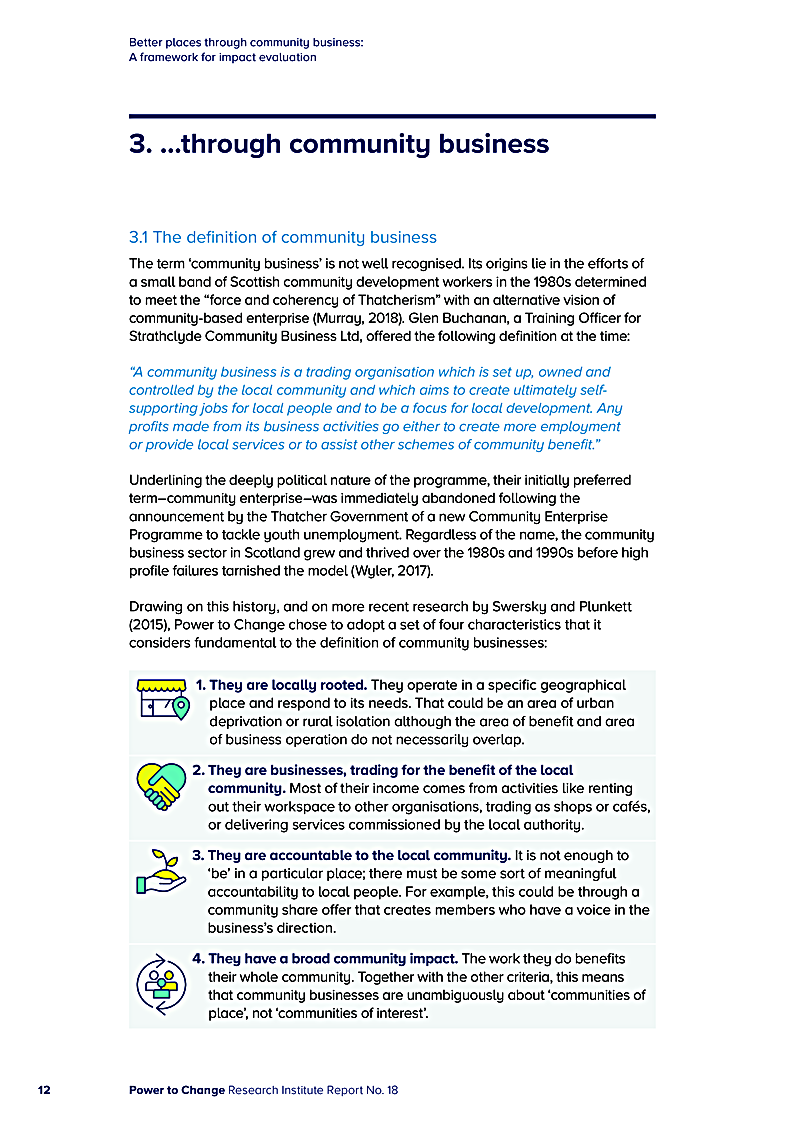 Better places through community business: A framework for impact evaluation
