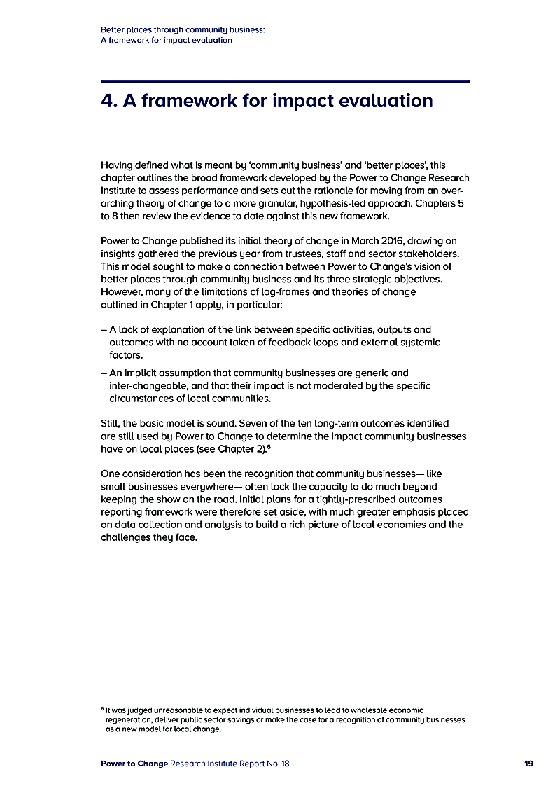 Better places through community business: A framework for impact evaluation
