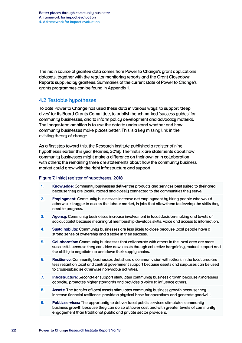 Better places through community business: A framework for impact evaluation 4. A framework for impact evaluation