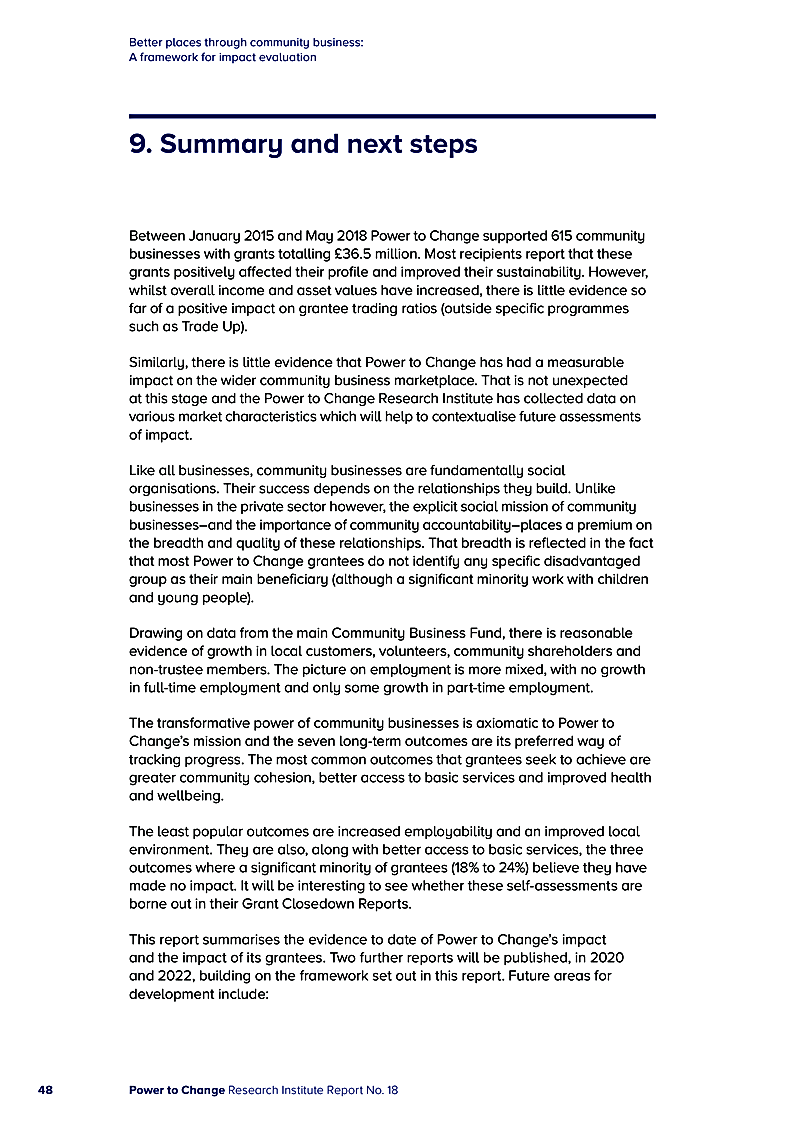 Better places through community business: A framework for impact evaluation