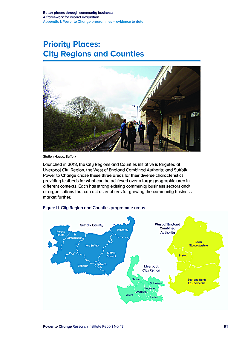 Better places through community business: A framework for impact evaluation Appendix 1: Power to Change programmes evidence to date